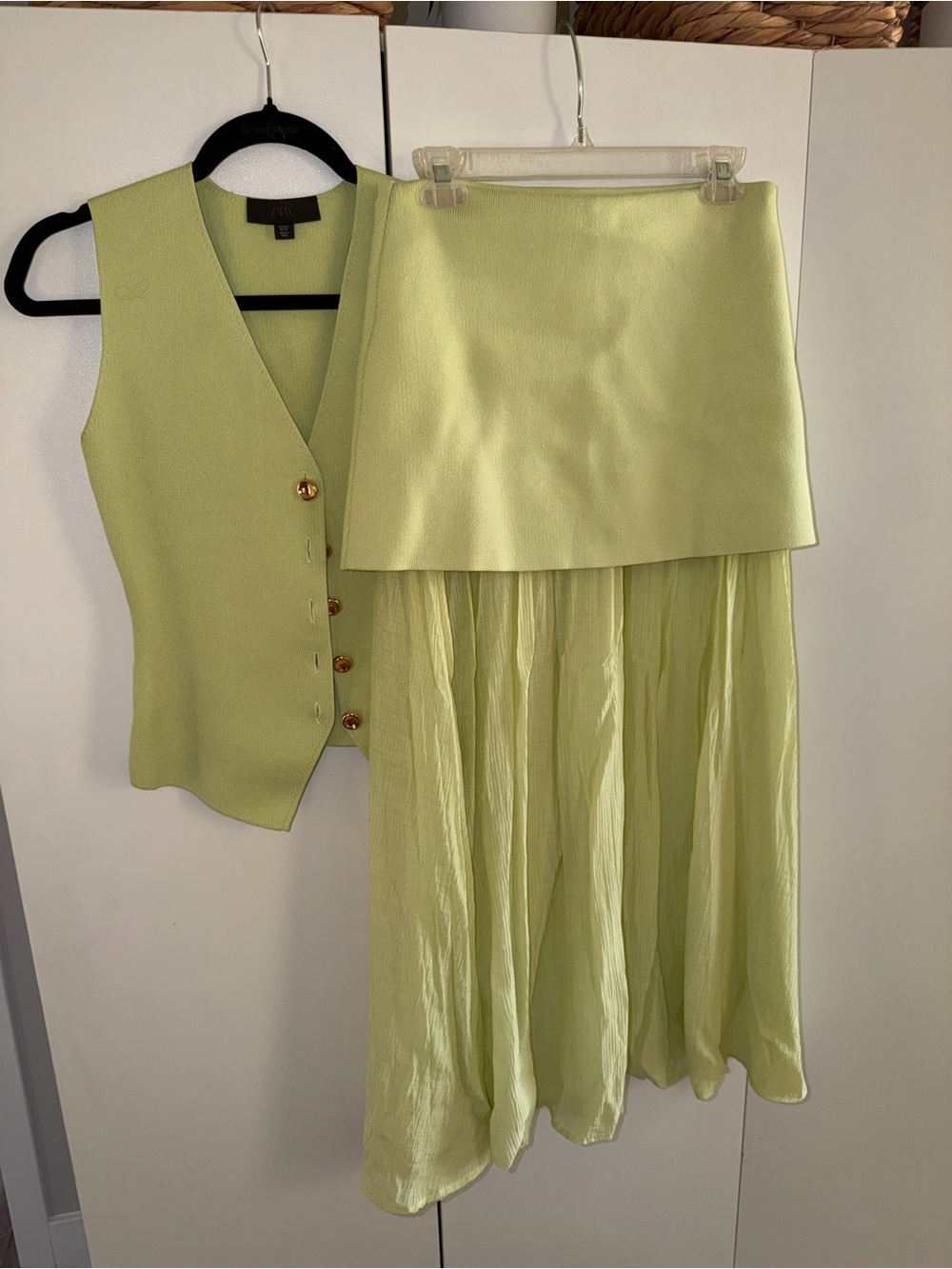Zara Light Lime Layered Skirt